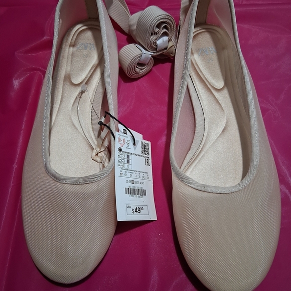 Zara Beige Ballet Flats - Picture 2 of 6
